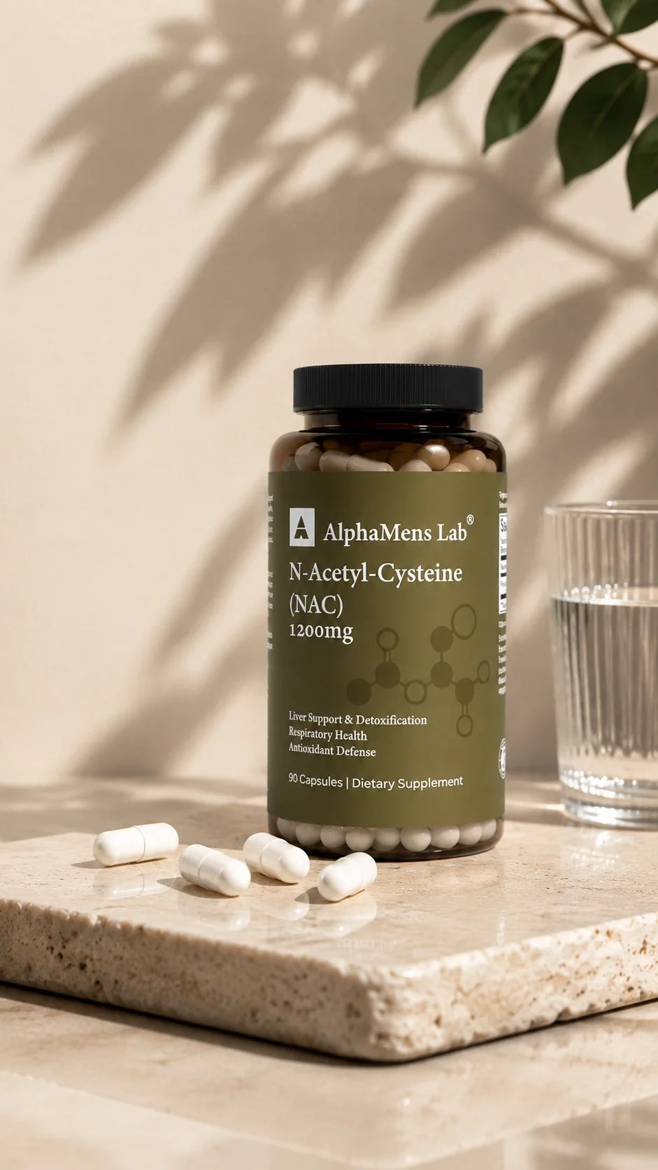 AlphaMens Lab KSM-66 Ashwagandha supplement bottle and capsules